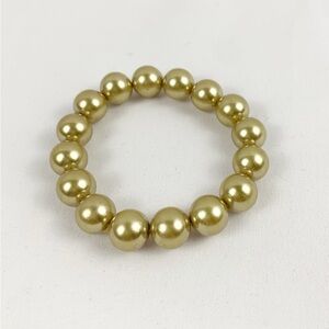 Gold Tone Beaded Stretch Bracelet – Classic Round Beads